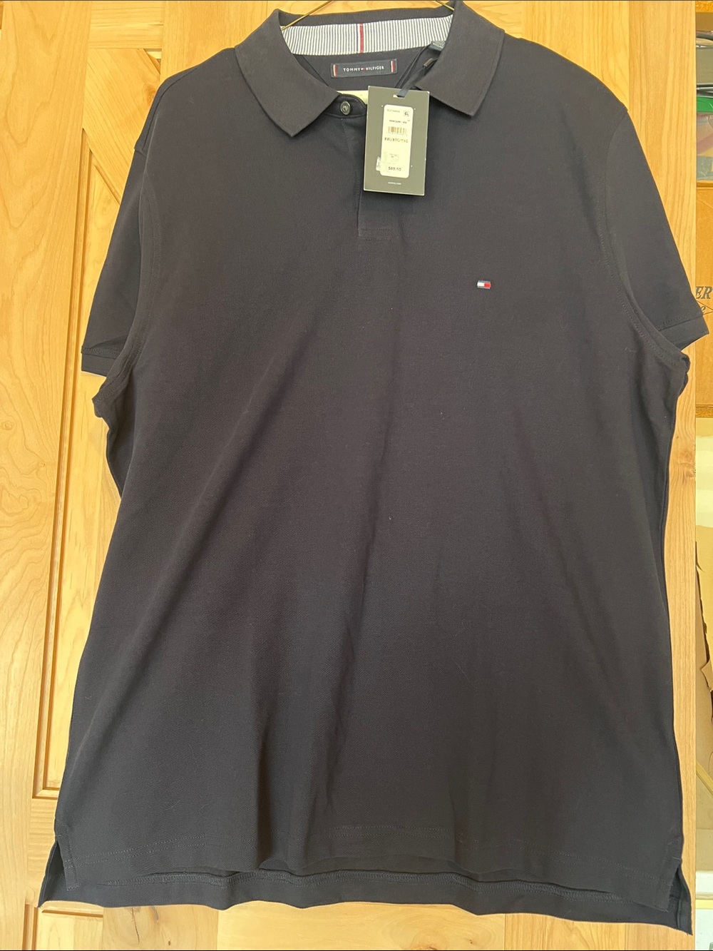 Tommy Hilfiger Men's Black Polo with Signature Flag